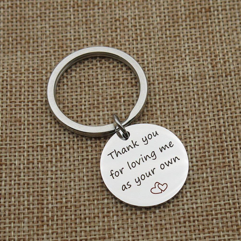 Thank you for loving me as your own mother father Gift step mom dad Gift wedding Stainless Steel Keychain Key Ring