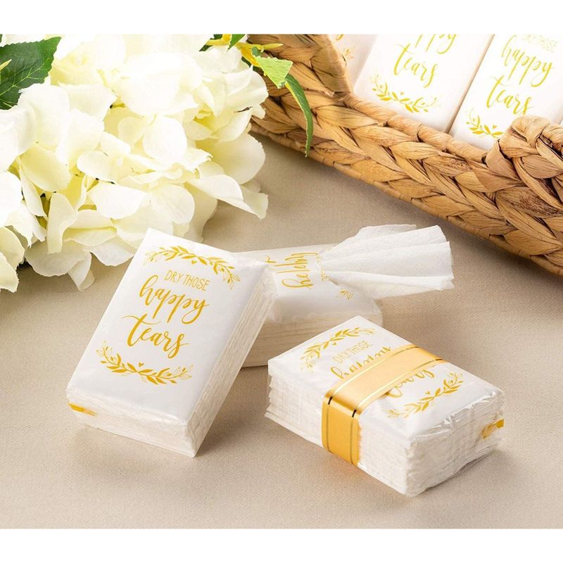 Juvale 60 Count Wedding Facial Tissue, Dry Those Happy Tears Tissues, Wedding Party Supplies, 2.9 x 2"