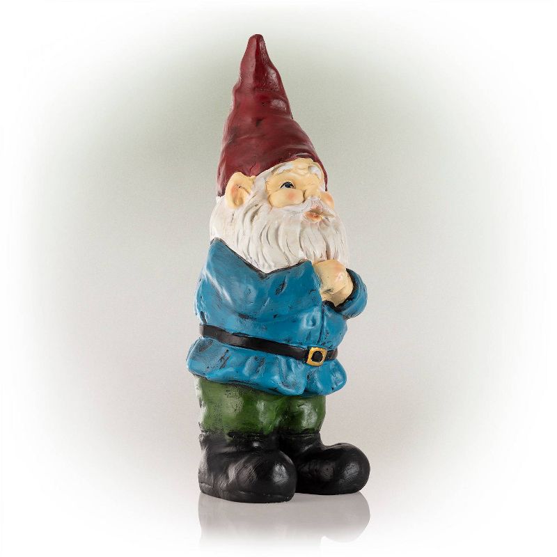 12" Polyresin Bearded Garden Gnome Statue With Red Hat - Alpine Corporation