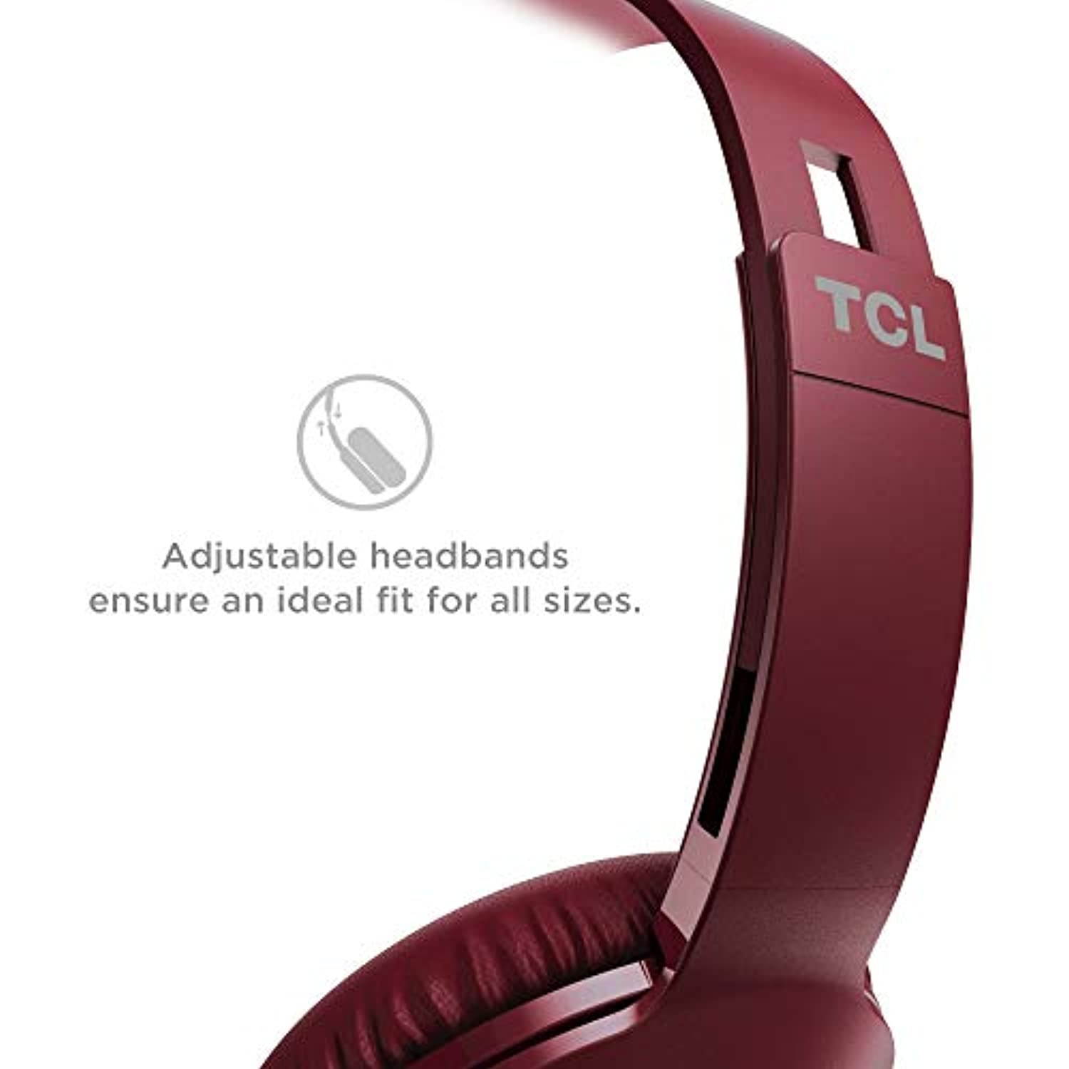 TCL Mtro200 On-Ear Wired Headphones Super Light Weight Headphones with 32mm Drivers for Huge Bass and Built-in Mic - Burgundy Crush (MTRO200RD)