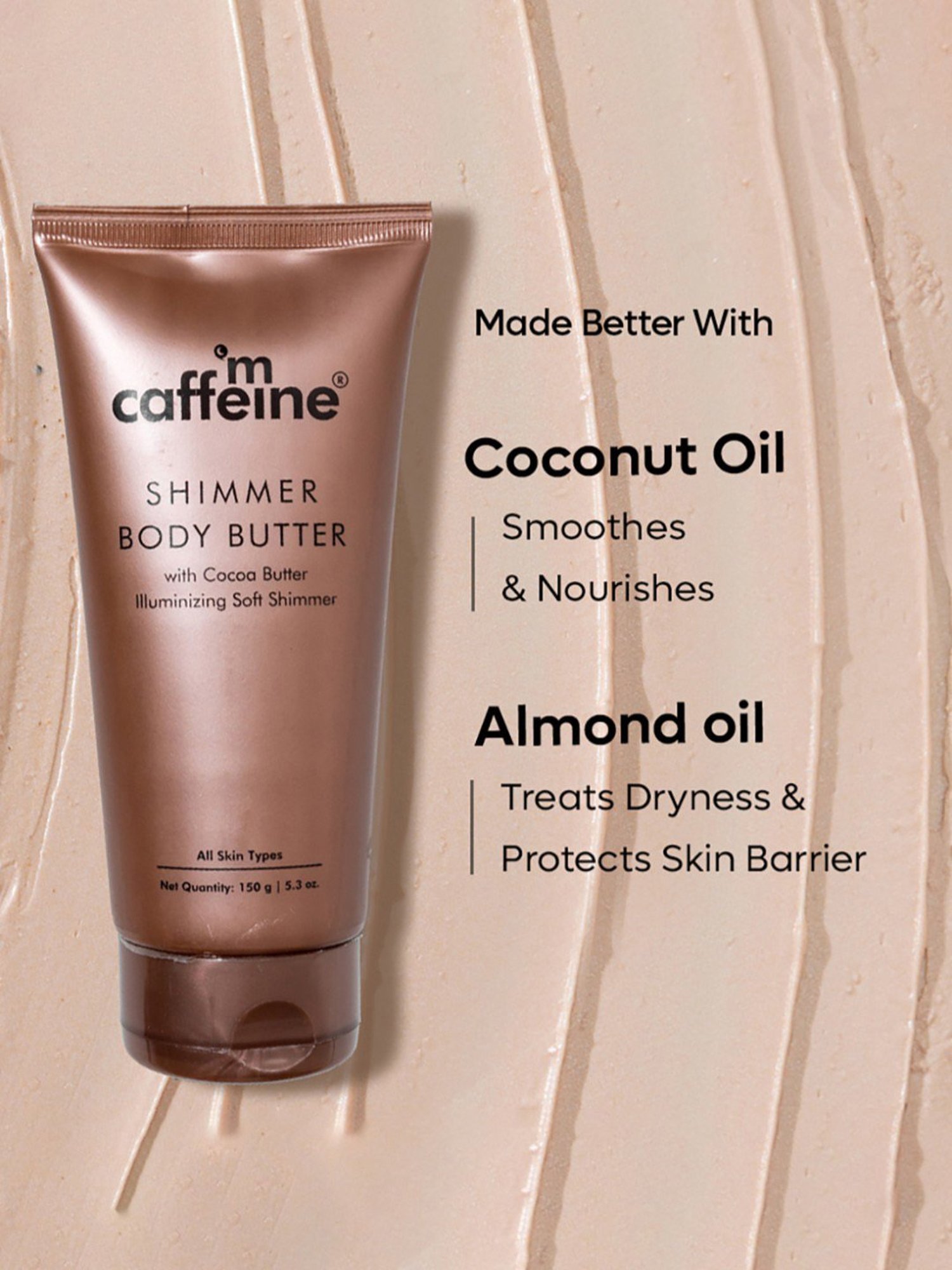 mCaffeine Shimmer Body Butter with Cocoa Butter - 150 gm