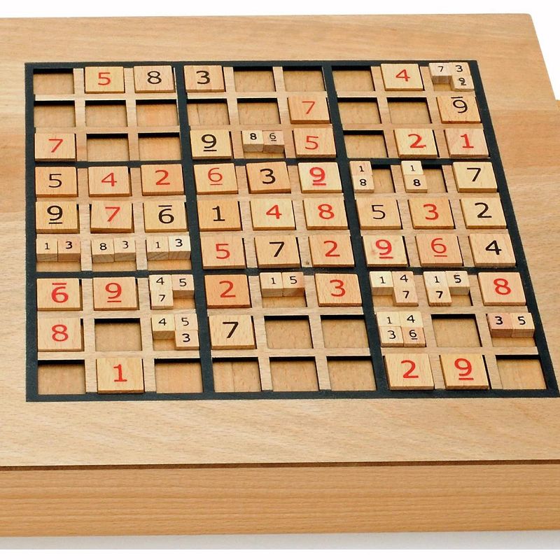 WE Games Wooden Sudoku Puzzle Board Game with Pull Out Drawers - 11 in