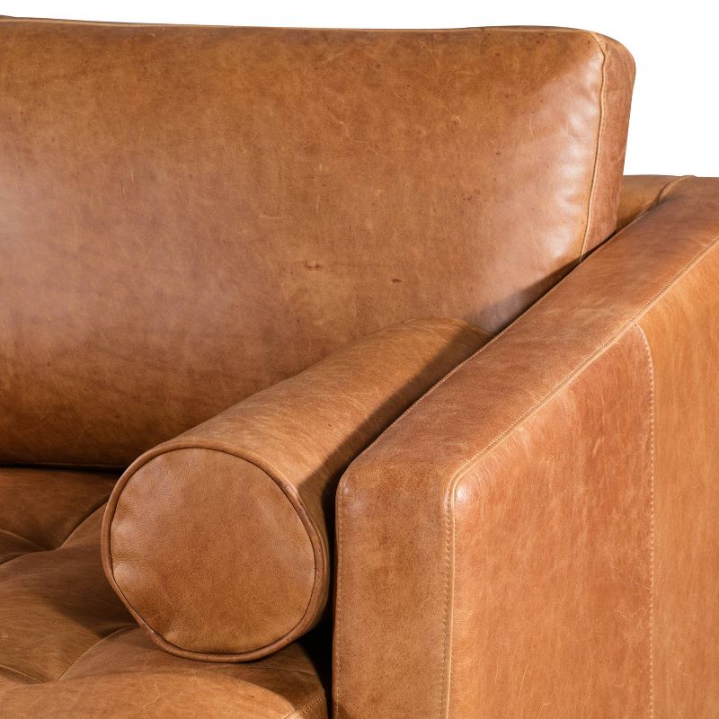 Florence Mid Century Modern Right Sectional Sofa Cognac Tan - Poly & Bark