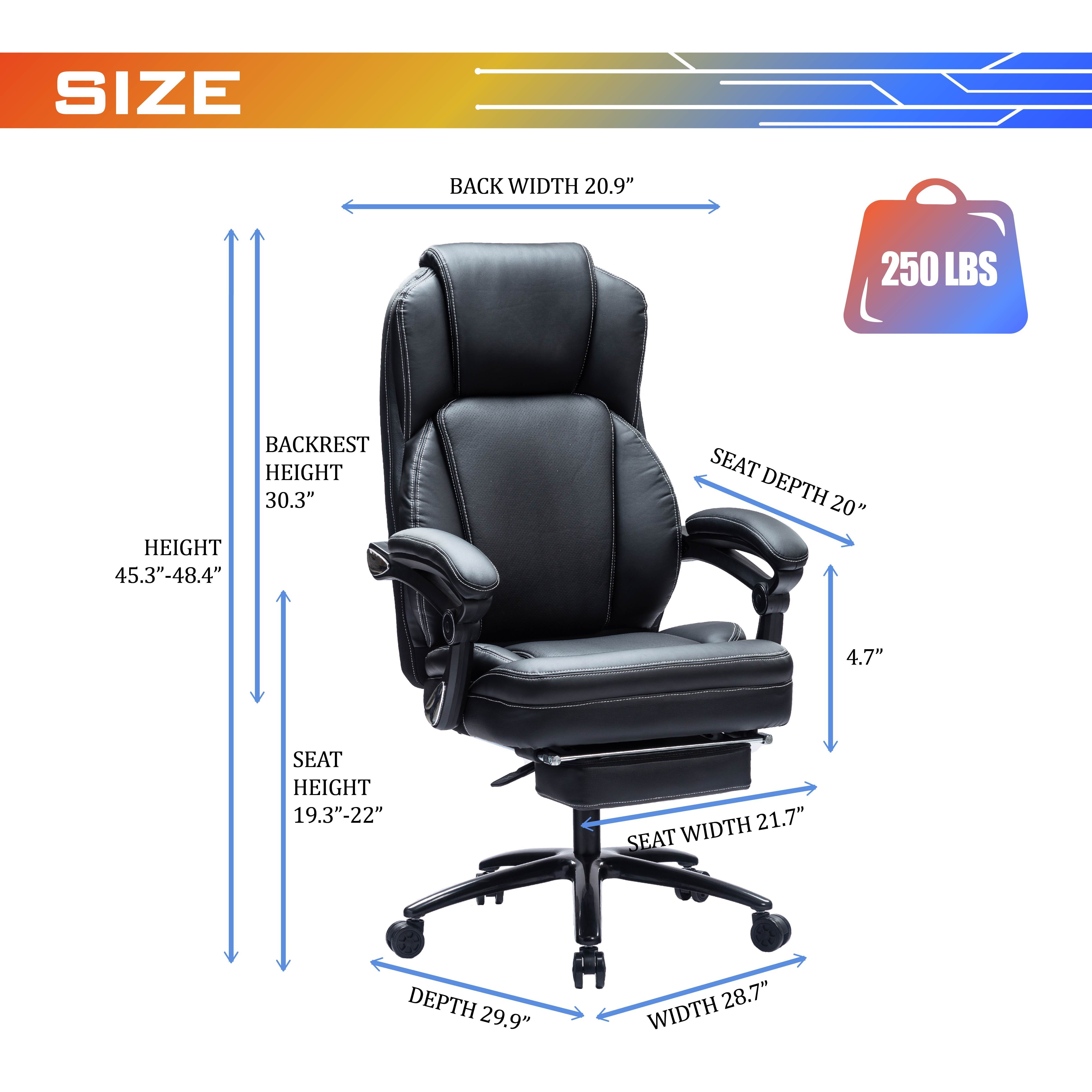 Kasorix Big and Tall Executive Office Chair with Footrest,Desk Chairs with Lumbar Support,Ergonomic Adjustable Bonded PU Leather Rolling Chair