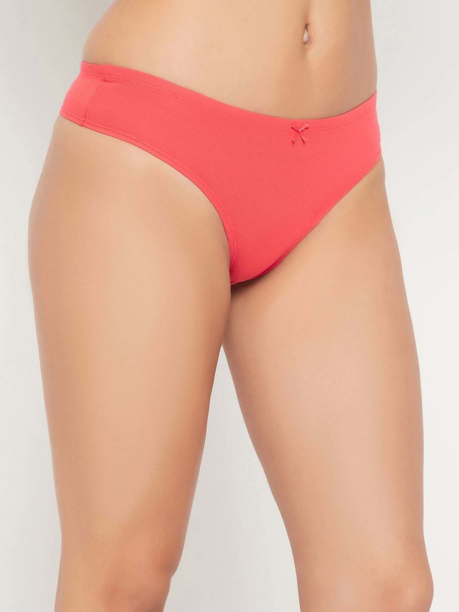 Clovia Pink & Yellow Cotton Plain Hipster Panty - Pack Of 3