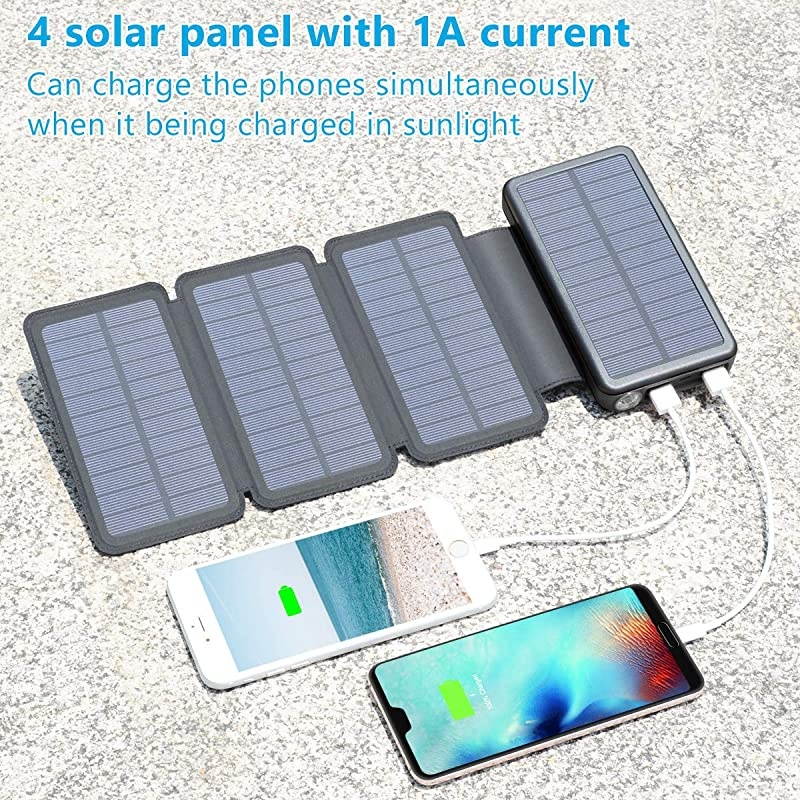 Solar Charger 25000mAh  Portable Solar Power Bank with TypeC Input for Smart Phones Ipad Laptop and Outdoor Waterproof
