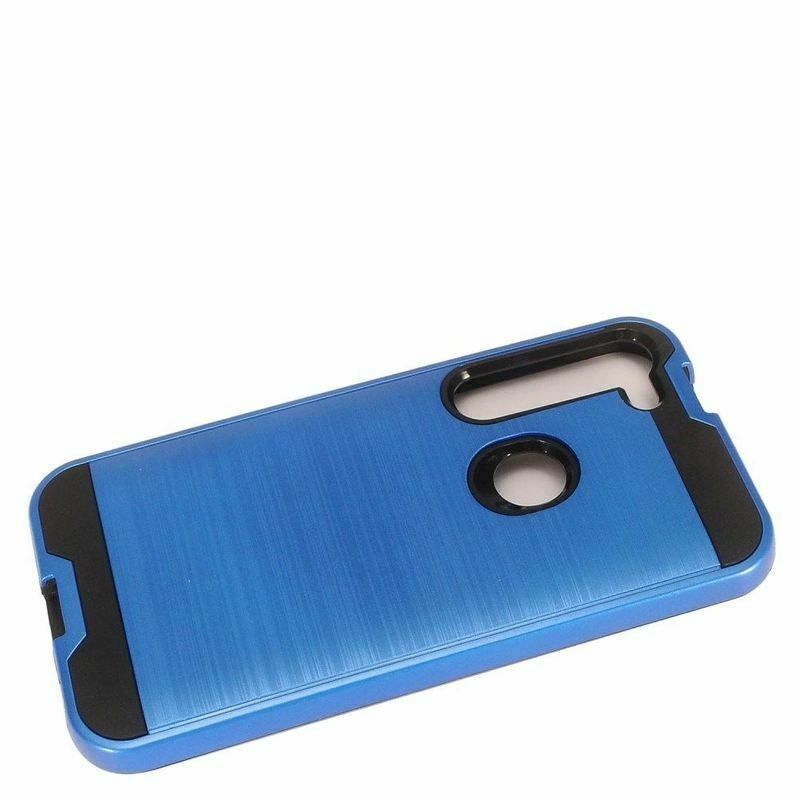 For  Moto G Stylus Blue Black Hard TPU Hybrid Brushed Case