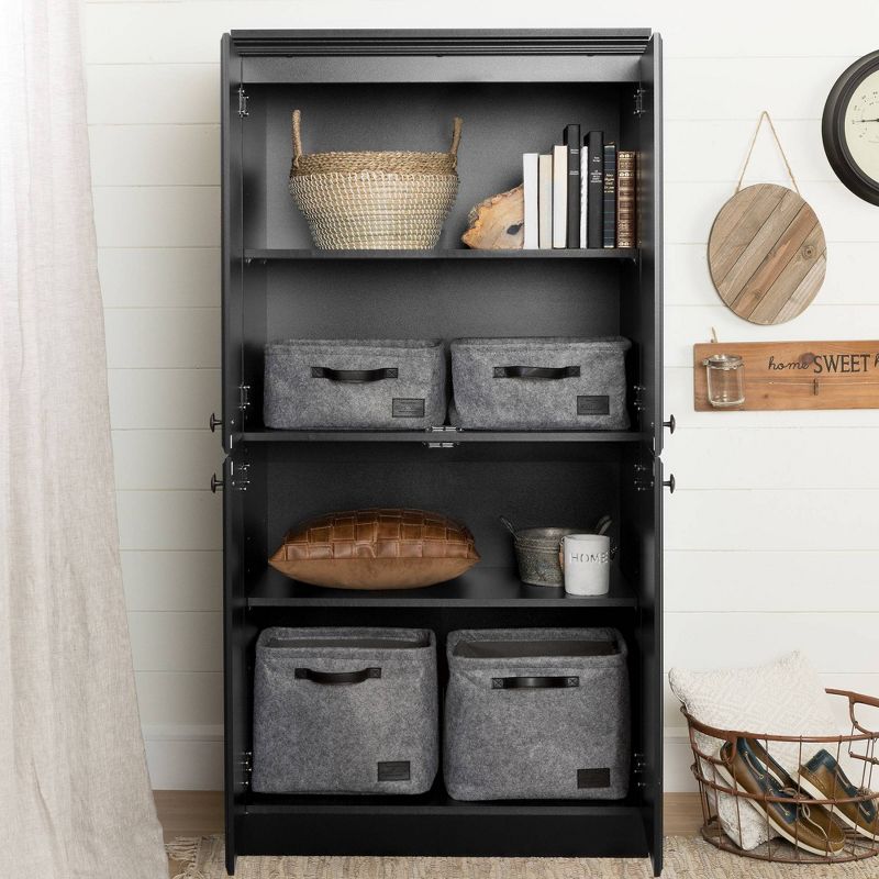 Morgan 4 Door Storage Cabinet Pure Black - South Shore