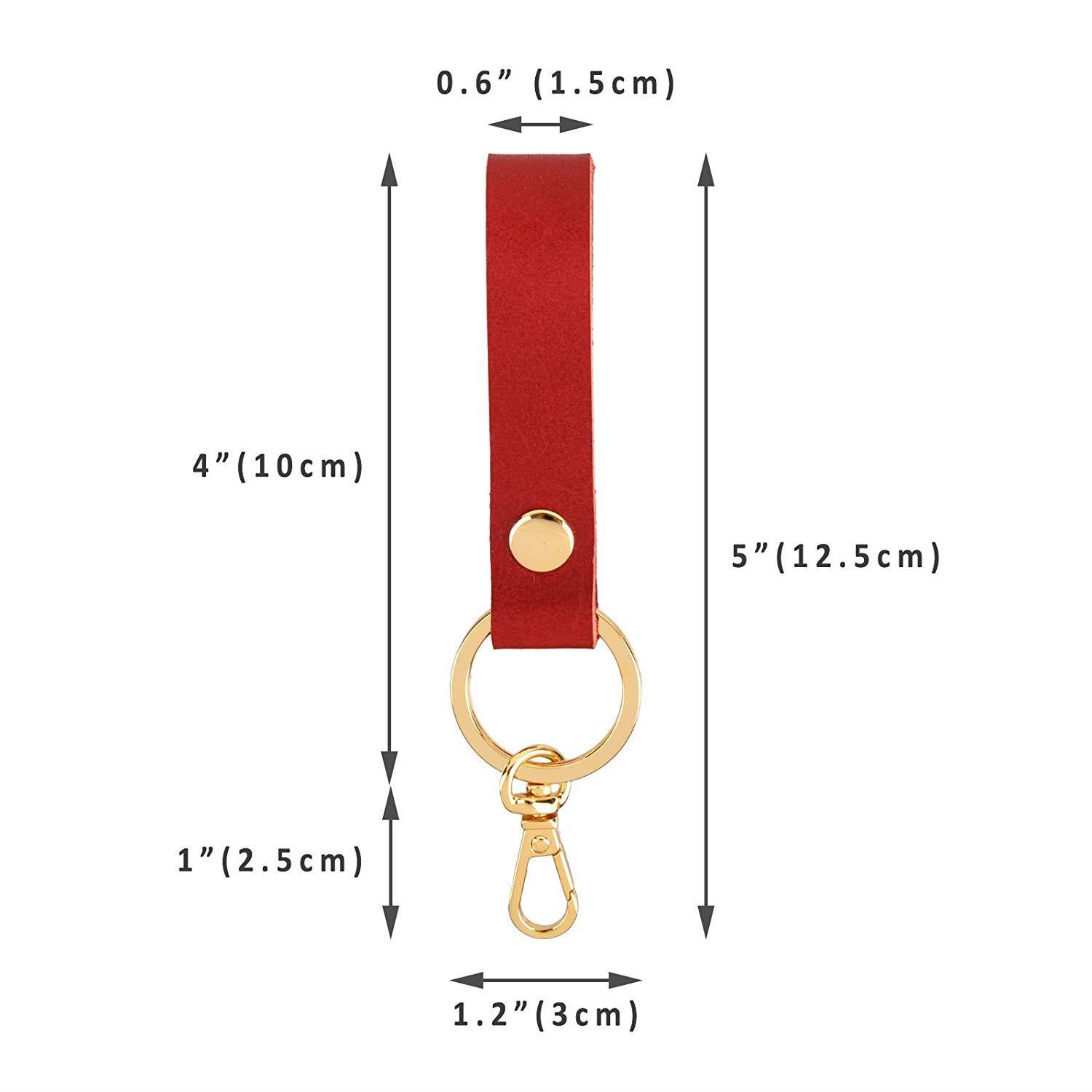 Richbud Vegetable Leather Keychain POB Lobster Snap Gold Handcraft Key Ring Lanyard Handmade (Dark Brown)