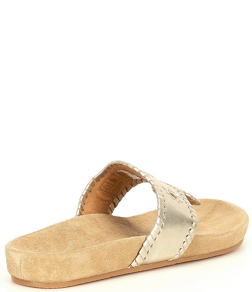 Jack Rogers Jacks Comfort Leather Whipstitch Detail Thong Sandals