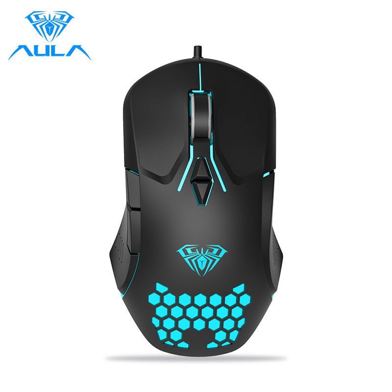 AULA RGB Gaming Mouse with Side Buttons Macro Programming 10000 DPI Adjustable 14 Key Wired USB Backlit Mouse for Desktop Laptop - H510 White