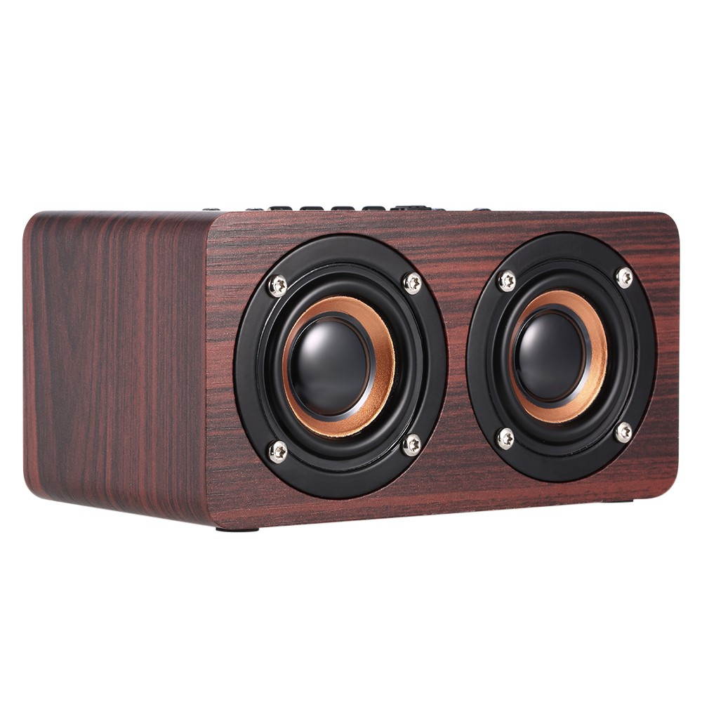 W5 Red Wood Grain Speaker Bluetooth 4.2 Dark