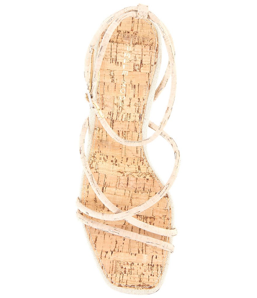 Pelle Moda Viena Washed Cork Strappy Block Heel Dress Sandals