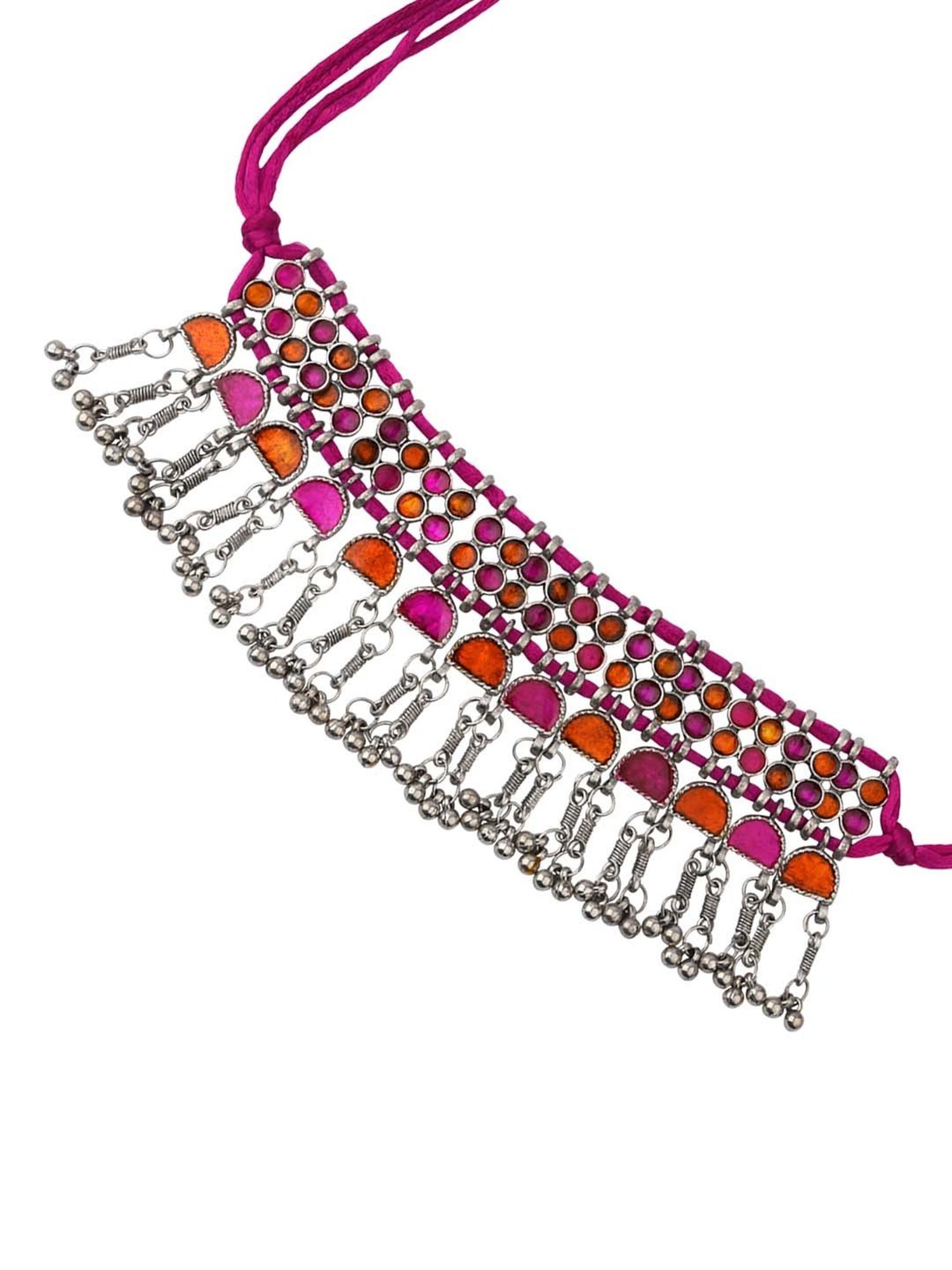 Fida Beaded Pink And Yellow Necklace