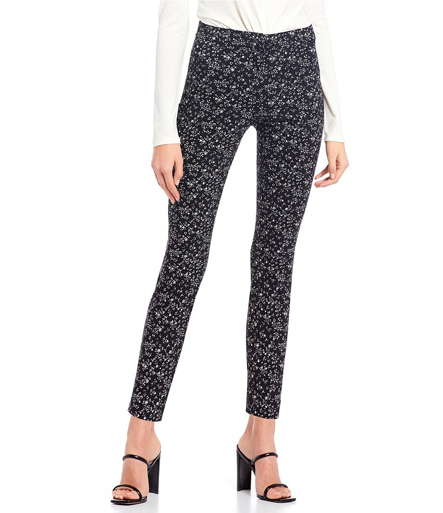 Takara Floral Print Front-Zipper Ankle Pants