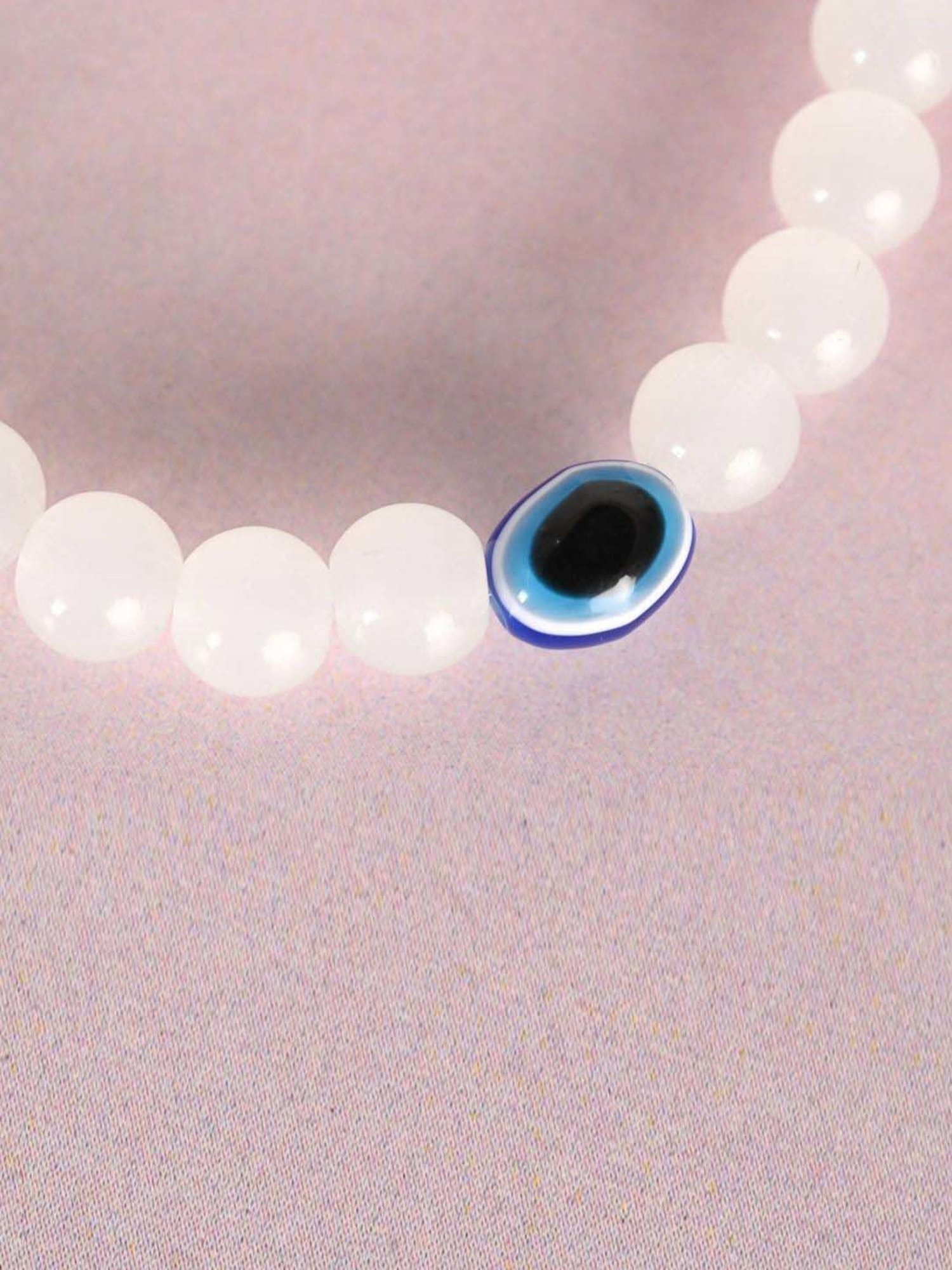 NVR White Marbel Crystal Elasticated Bracelet for Unisex