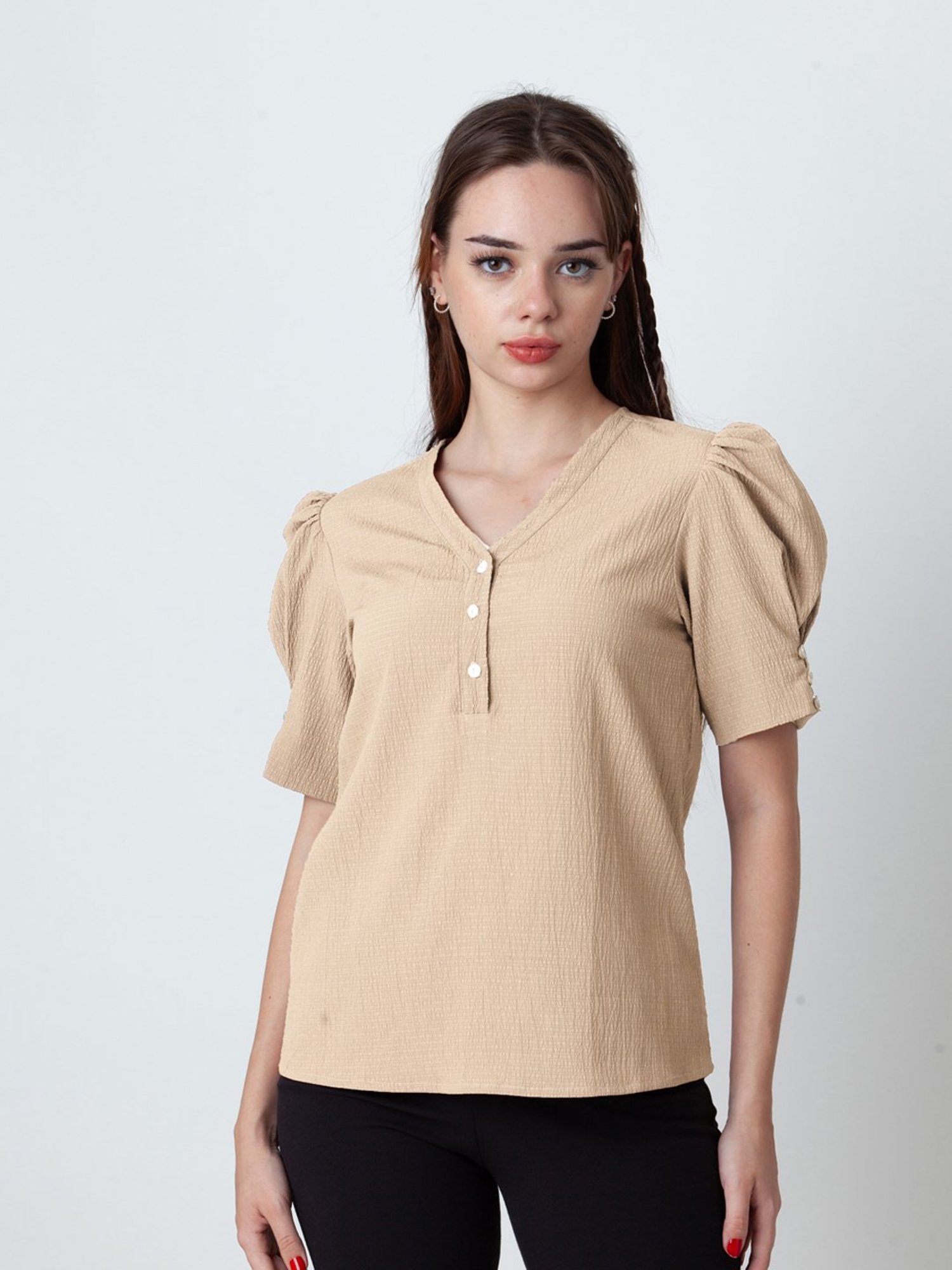 Zink London Beige Regular Fit Top