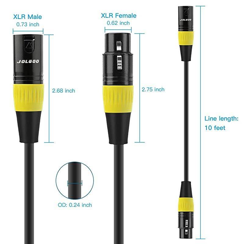 XLR Cable, XLR Male to XLR Female Balanced 3 PIN XLR Microphone Cable, 10 Feet -