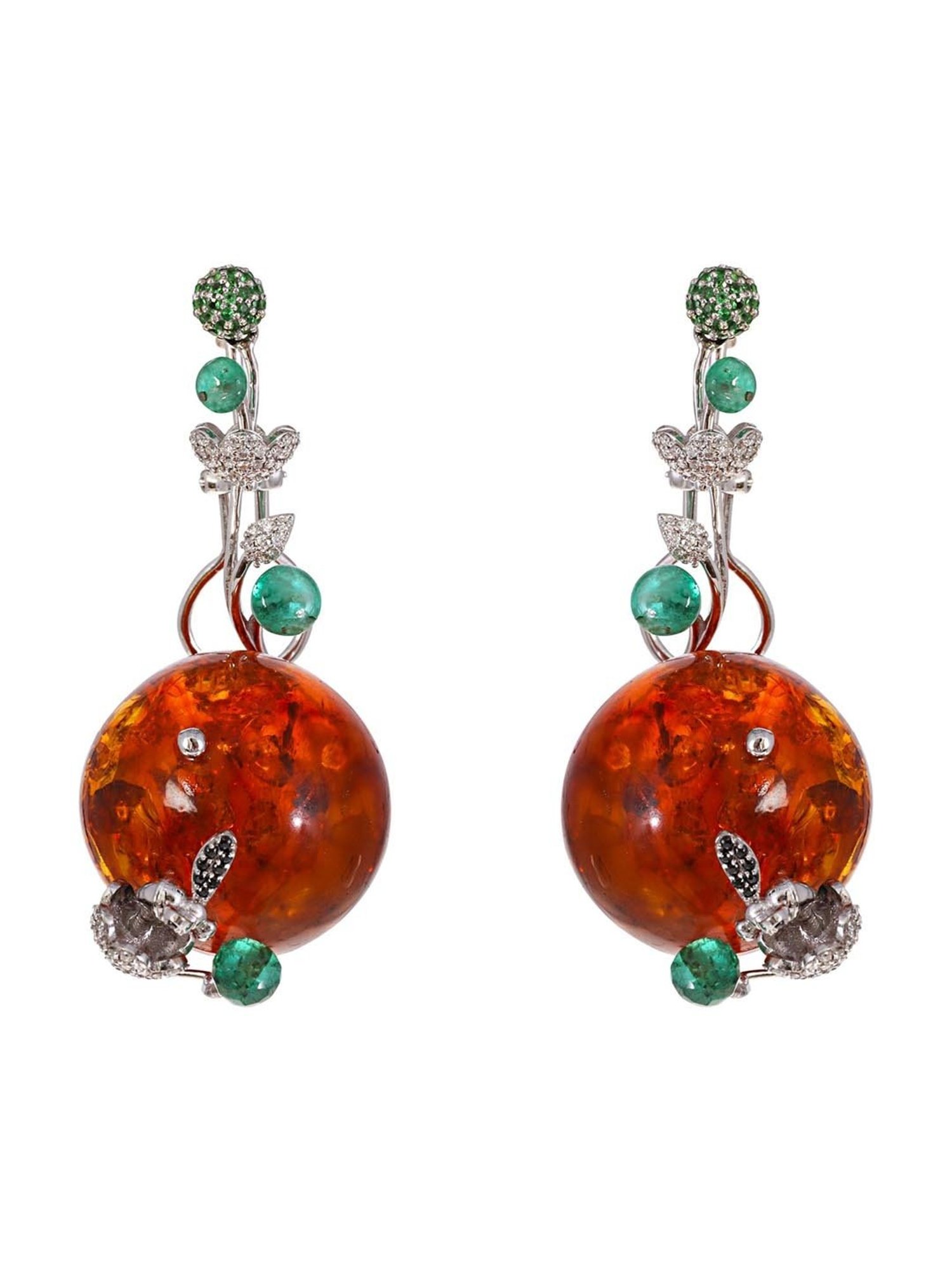 CKC 18k Gold & Diamond Earrings with White Rhodium Polish for Women