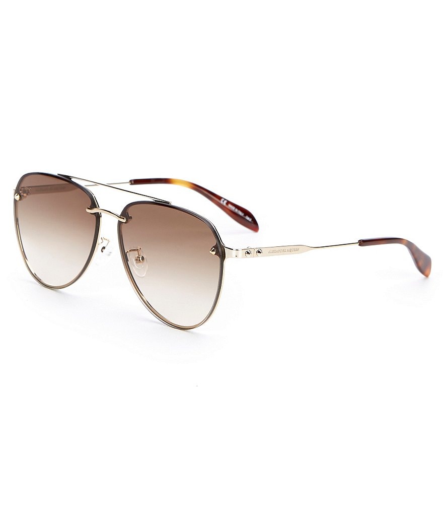Alexander McQueen Gold Metal Pilot Sunglasses
