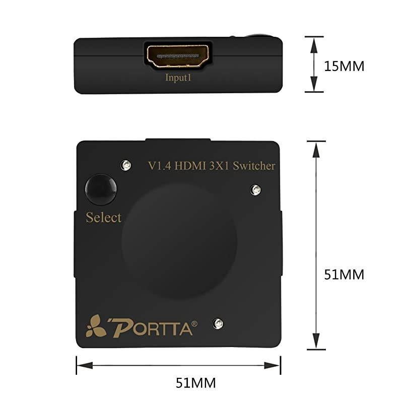 4PET0301SS 3x1 3-Port HDMI v1.4 Auto Switch Intelligent Switcher Supports 3D 4kx2k 1080P