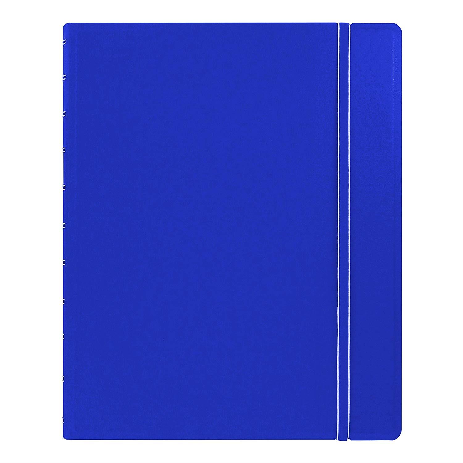 FILOFAX REFILLABLE NOTEBOOK CLASSIC, 10.8" x 8.5" Blue - Elegant leather-look cover with moveable pages - Elastic closure, index, pocket and page marker (B115103U)