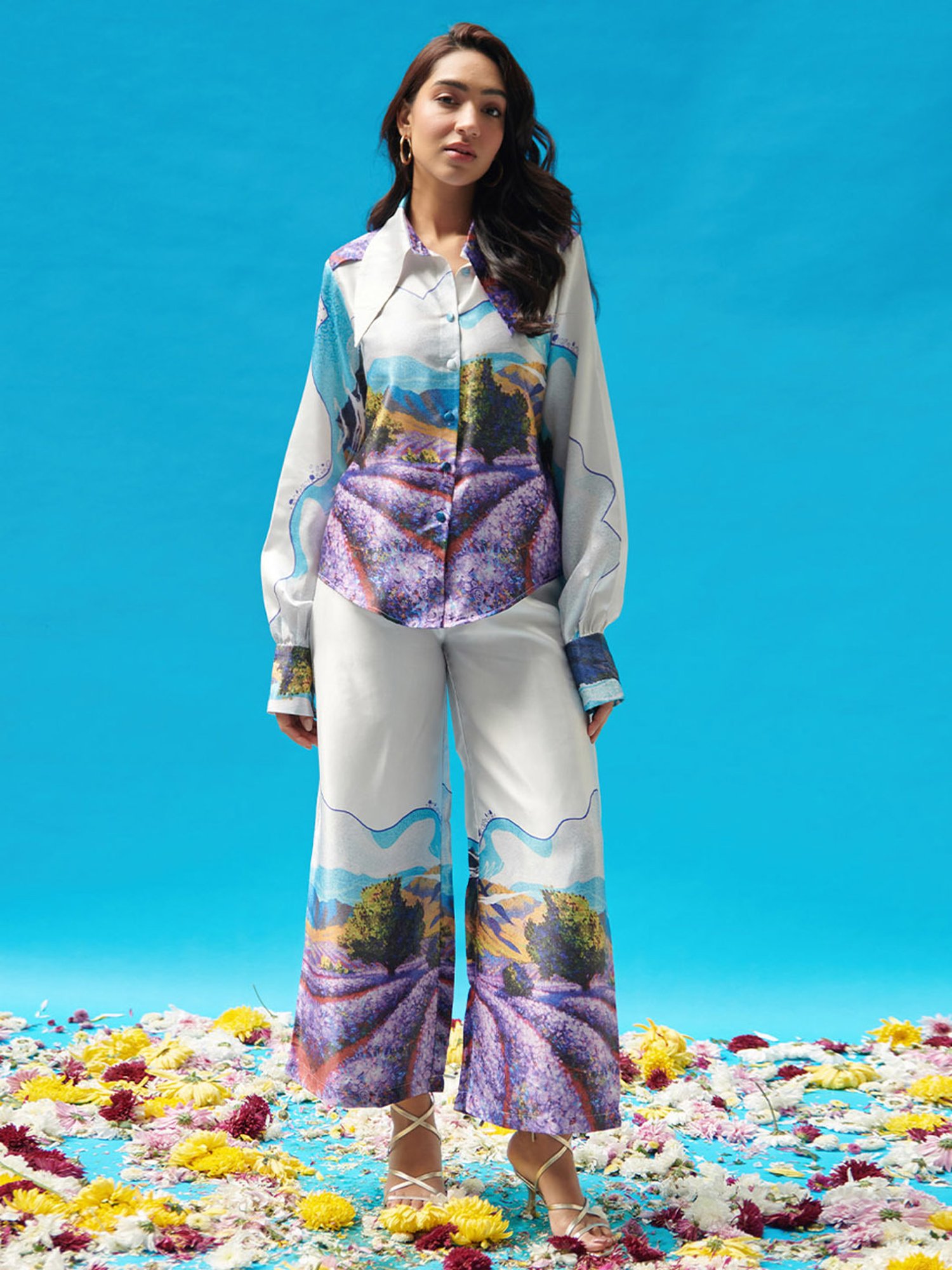 Cin Cin Long Collar Printed Shirt