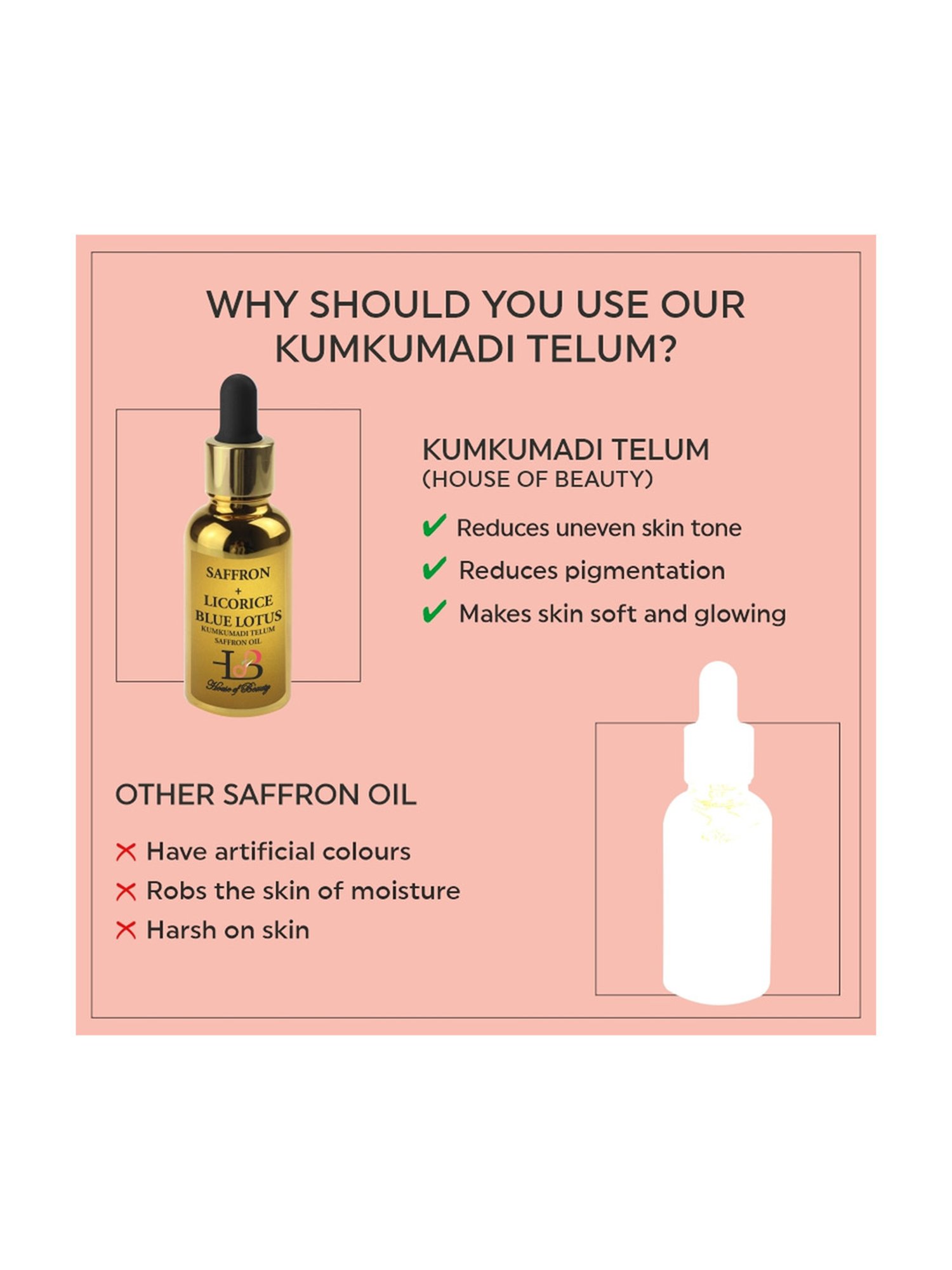 HofB- House of Beauty Kumkumadi Telum Saffron Oil - 92 gm