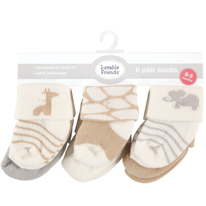 Luvable Friends Baby Unisex Newborn and Baby Socks Set, Safari, 0-3 Months