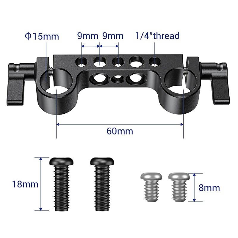 15mm Railblock Rod Clamp with 1420 Thread for 15mm DSLR Camera Cage Shoulder Rig 2061