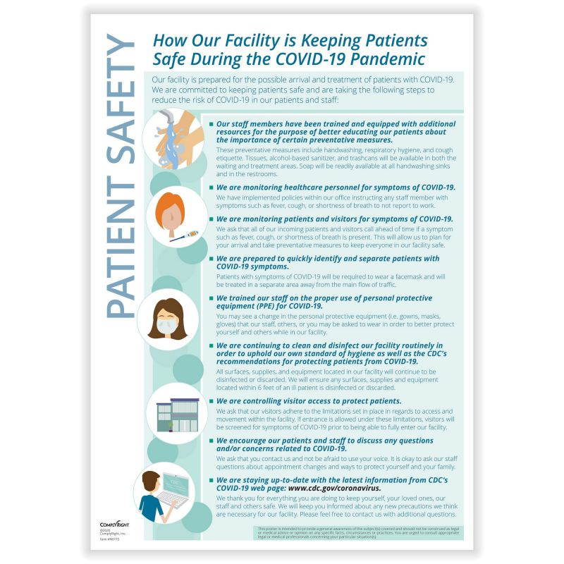 Keeping Patients Safe COVID-19 Poster, 10" x 14" - 1 Poster