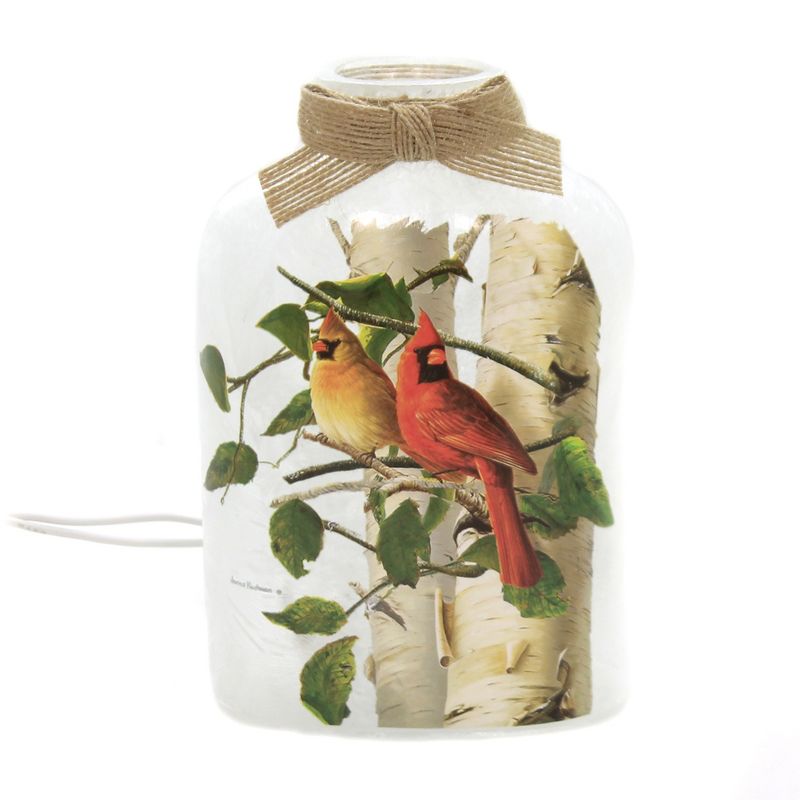 Stony Creek 6.0" Summer Cardinals Lit Jar Red Birds Birch Tree Electric  -  Novelty Sculpture Lights