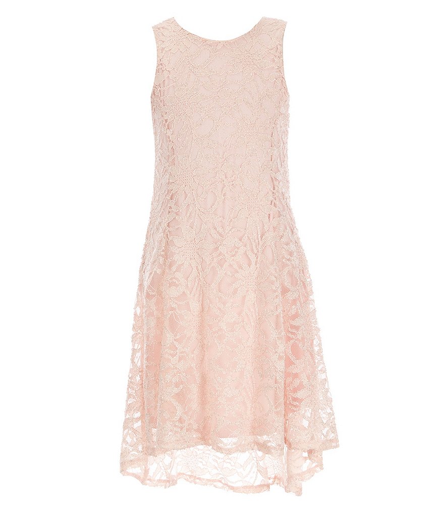 Pippa & Julie Big Girls 7-14 Sleeveless Lace Knit Skater Dress