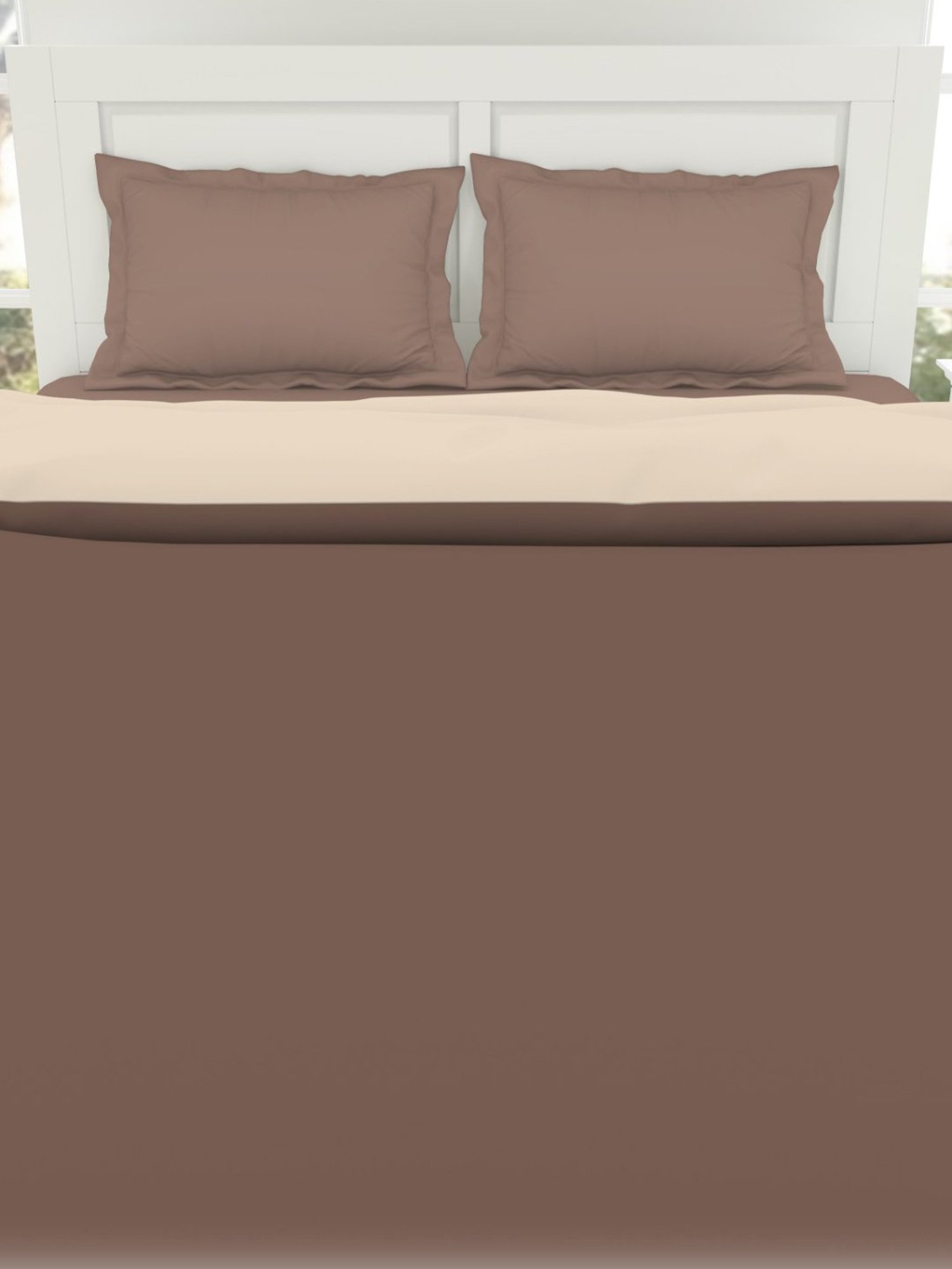 Spaces Everyday Solid Brown 144 TC Cotton Double Bed Quilt