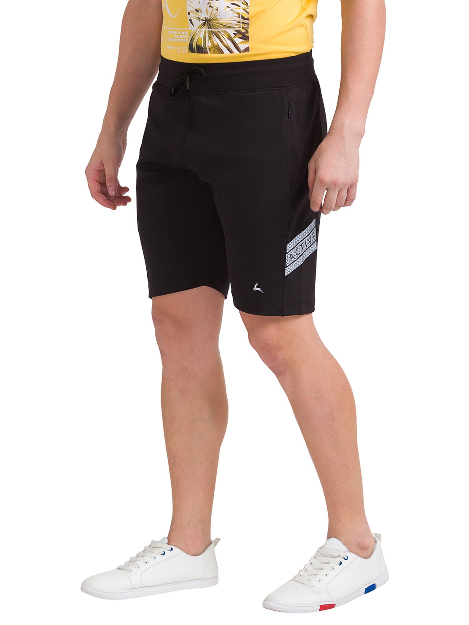 Parx Black Regular Fit Shorts