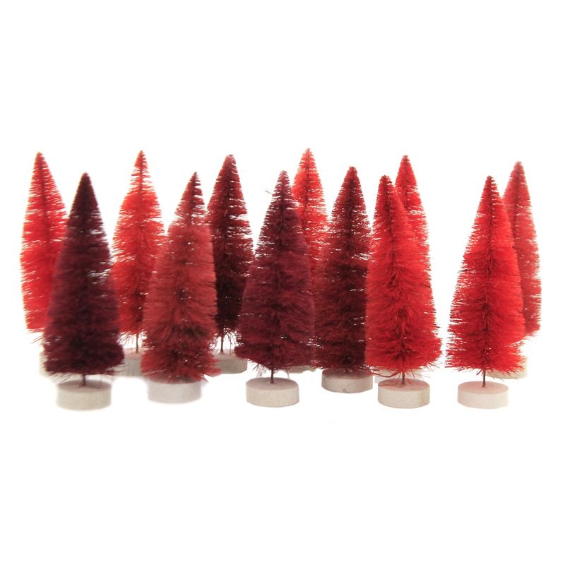Christmas 6.0" Rainbow Trees Red Bottle Brush  -  Decorative Figurines