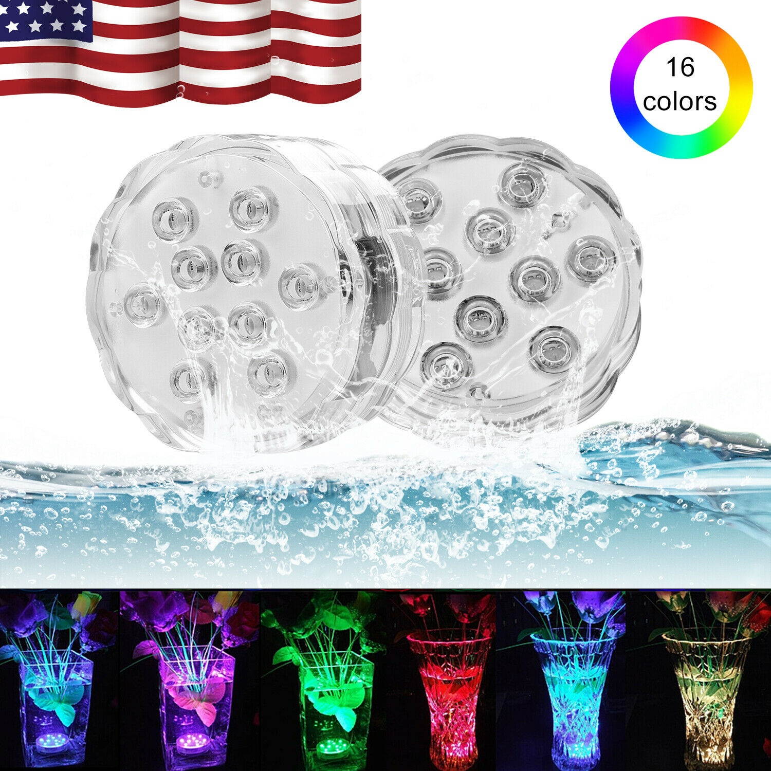 4-Pack Submersible LED Bulb Underwater Light Fountain Swimming Pool Lamp Remote