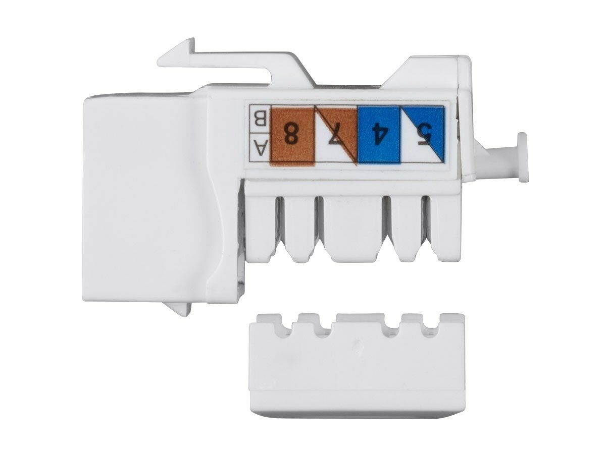 25x Cat6A Keystone Jack RJ45 90 Degree Unshielded Punch Down 110 Dual IDC White