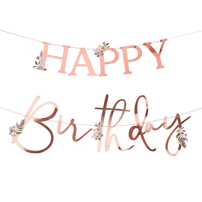 "Happy Birthday" Banner Bronze