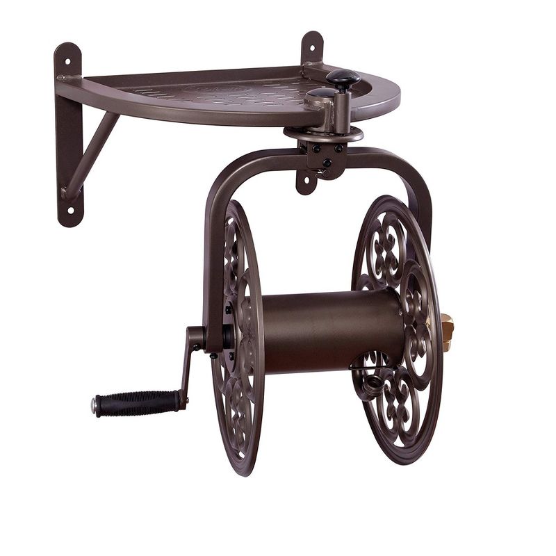 Liberty Garden Navigator Wall-Mounted 360 Degree Rotating Garden Hose Reel, Bronze, Holds 125-Feet of 5/8 Inch Hose (2 Pack)