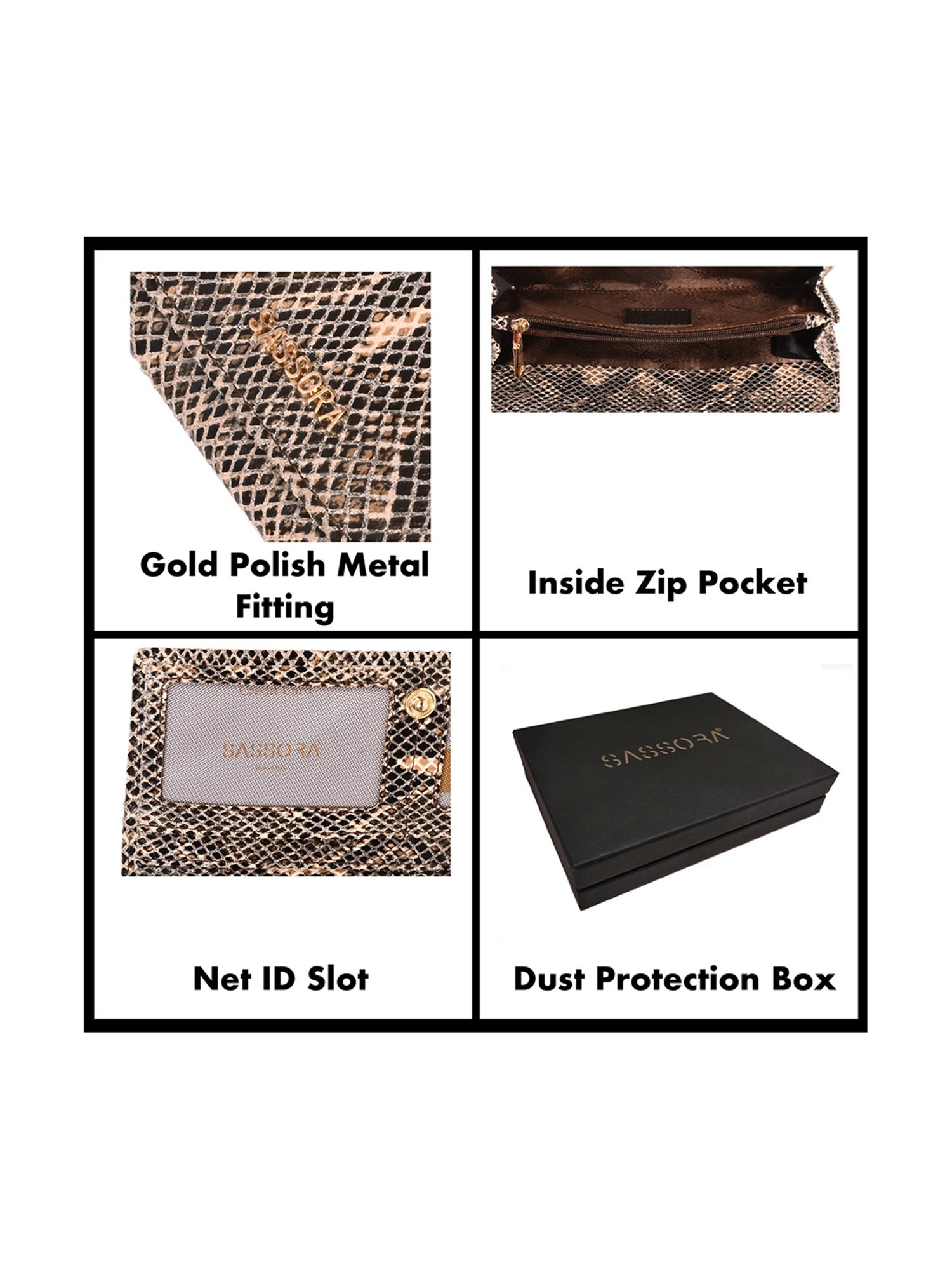 SASSORA Brown Textured Rfid Wallet for Women