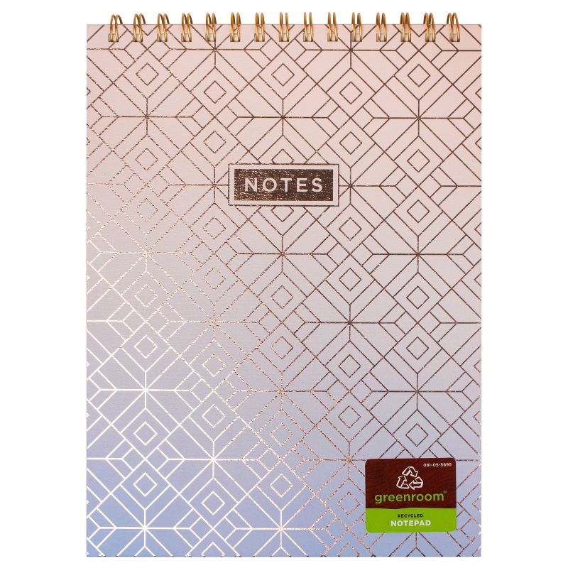 8" x 10" 80 Sheet Lined Spiral Notepad Iridescent Rose Gold - greenroom