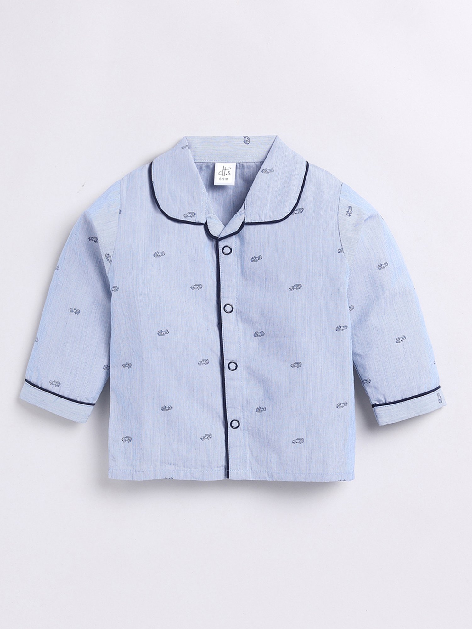 Clt.s Unisex Blue Graphic Print Full Sleeves Shirt With Pyjamas