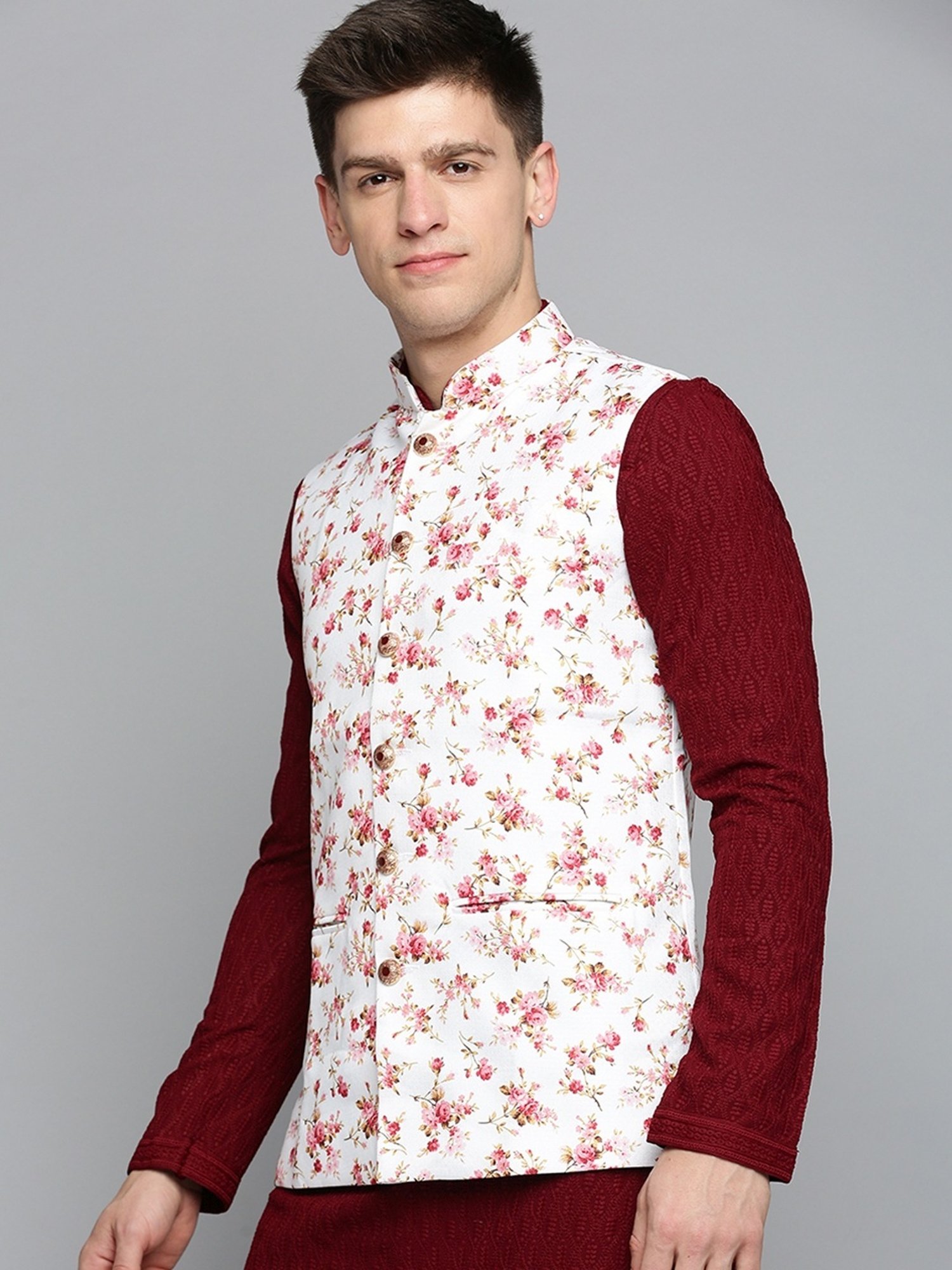 Fabindia Multicolor Regular Fit Printed Cotton Nehru Jacket