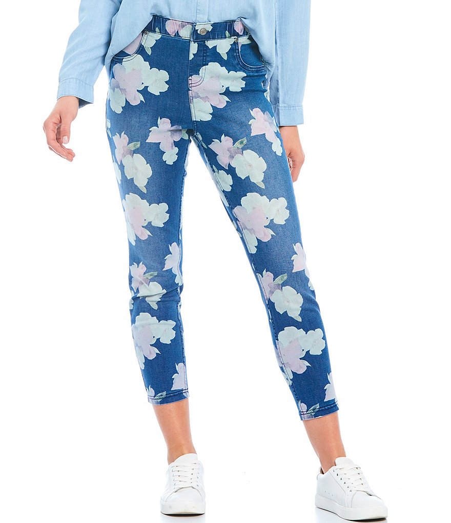 HUE Hibiscus Denim High Rise Skimmer Leggings