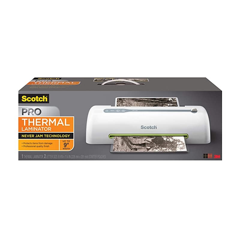 Pro Thermal Laminator Never Jam Technology Automatically Prevents Misfed Items 2 Roller System 9 inch TL906