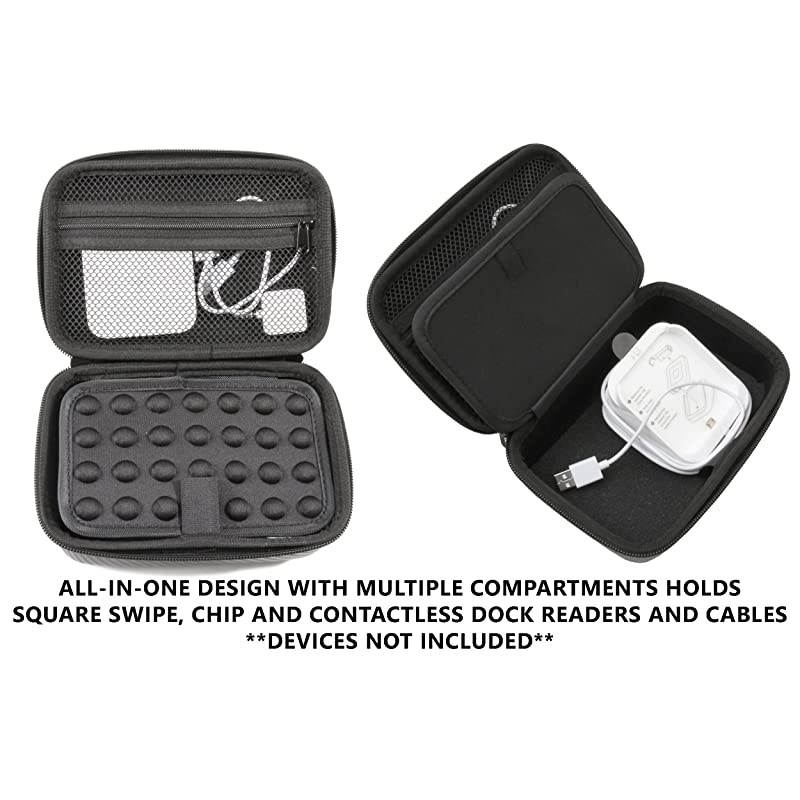 Portable Card Reader Case Compatible with Square Contactless Dock and Chip Reader Scanner Fits Dock Square Reader Chip Reader USB Cables and Small Accessories