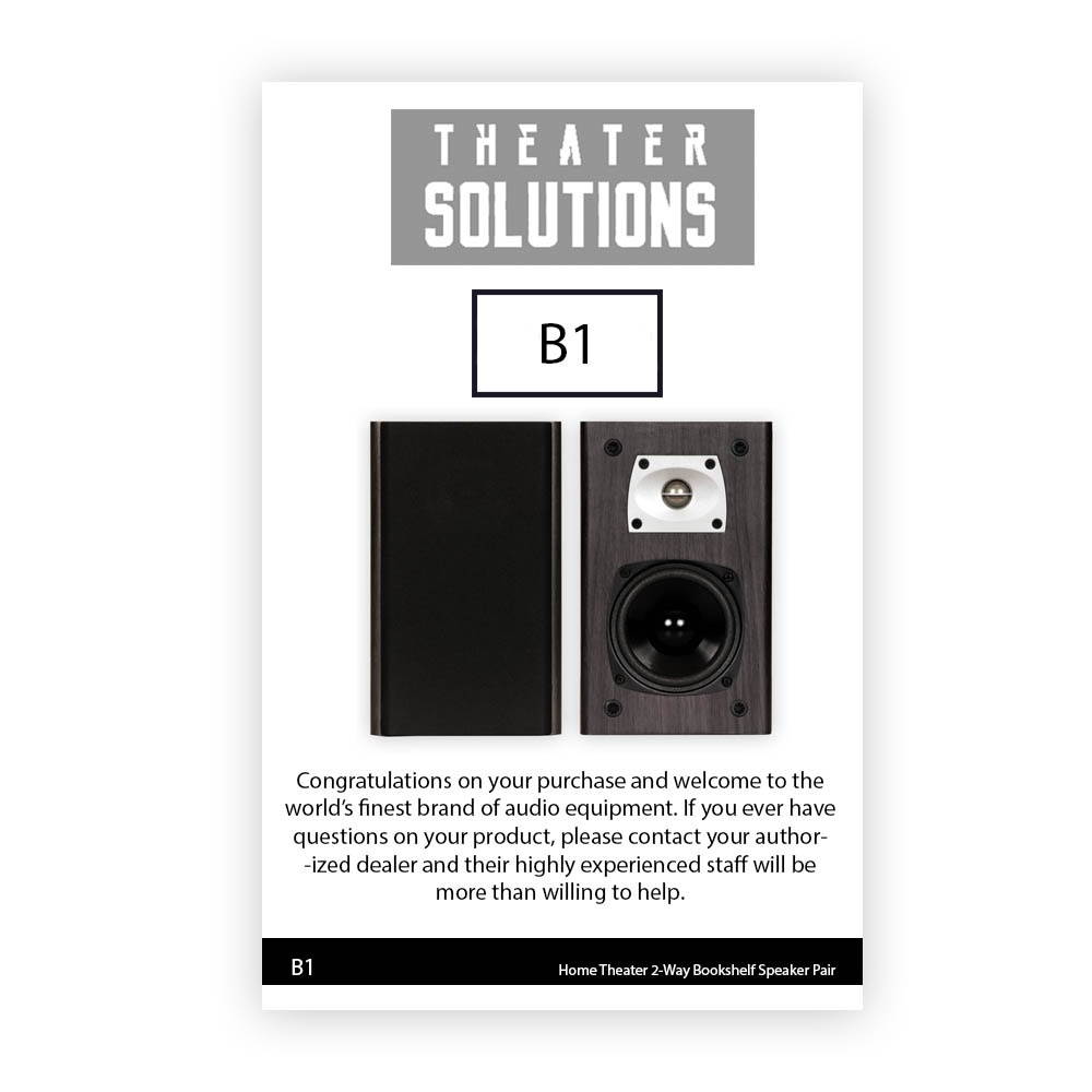 Theater Solutions B1 Black Bookshelf Speakers Surround Sound Home Theater Speaker 3 Pair Pack