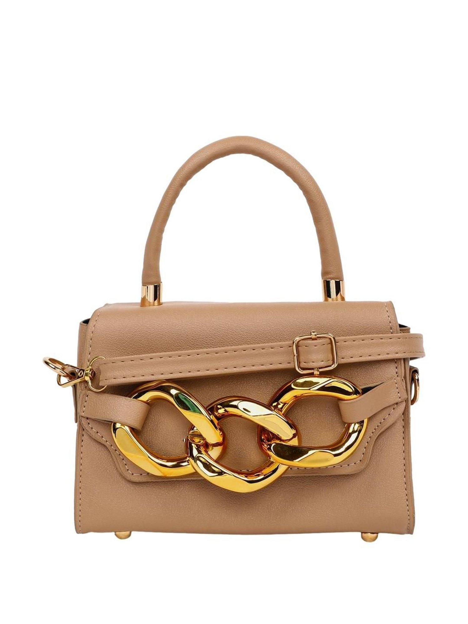 HauteSauce Beige Solid Small Handbag
