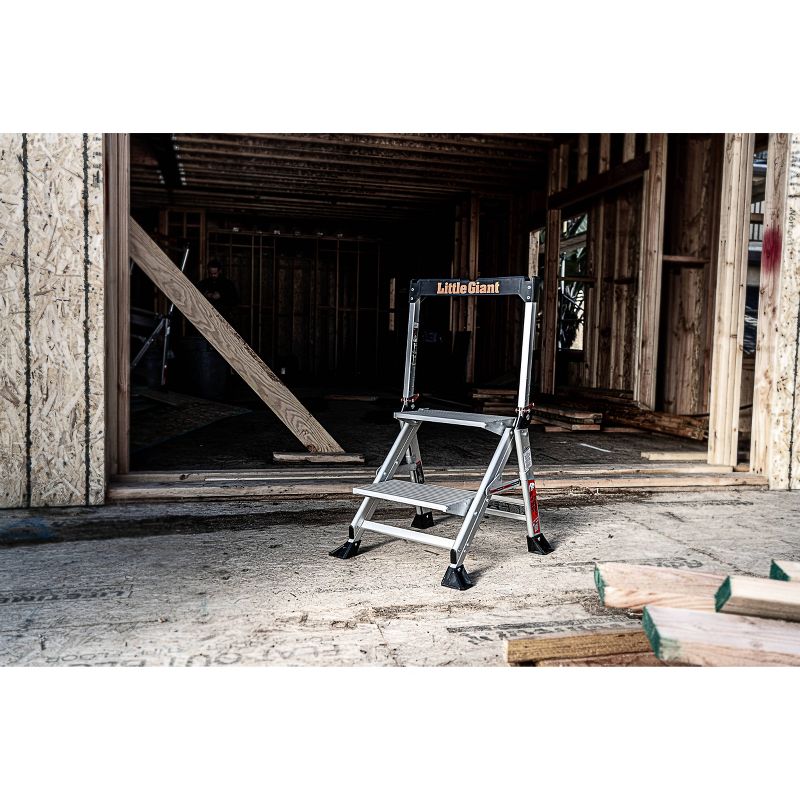 Little Giant Ladder Systems 2-step ANSI Type IAA 375 lb rated Aluminum Stepstool with handrail Gray